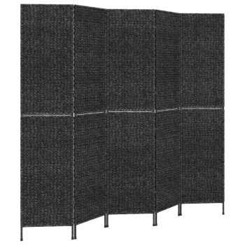 Sobna pregrada s 5 panela crna 205 x 180 cm od vodenog zumbula