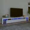 TV ormarić s LED svjetlima visoki sjaj bijeli 260x36