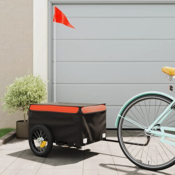 Teretna prikolica za bicikl crno-narančasta 30 kg željezna