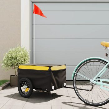 Teretna prikolica za bicikl crno-žuta 30 kg željezna