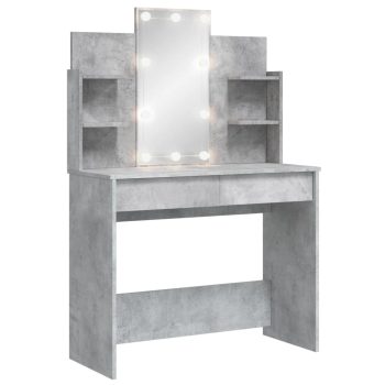 Toaletni stolić s LED svjetlima siva boja betona 96x40x142 cm
