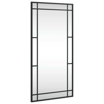 Zidno ogledalo crno 40 x 80 cm pravokutno željezno