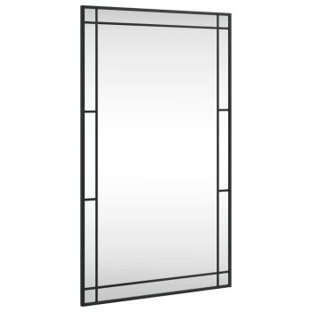 Zidno ogledalo crno 60 x 100 cm pravokutno željezno