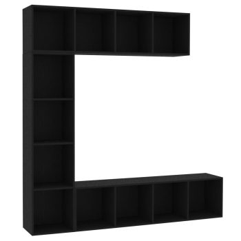 3-dijelni set ormarića za knjige/TV crni 180 x 30 x 180 cm