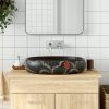 Nadgradni umivaonik crni ovalni 59x40x15 cm keramički
