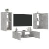 3-dijelni zidni TV ormarići s LED svjetlima siva boja betona
