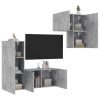 4-dijelni zidni TV elementi svjetlima boja betona drveni