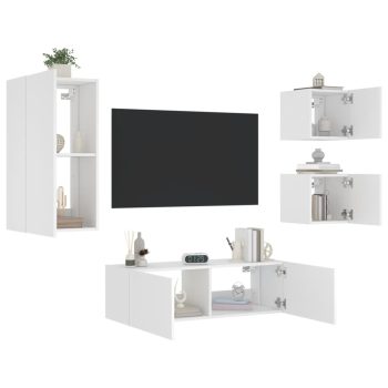 4-dijelni zidni TV ormarići s LED svjetlima bijeli