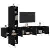 5-dijelni zidni TV elementi crna od konstruiranog drva