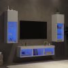 5-dijelni zidni TV elementi s LED bijeli od konstruiranog drva