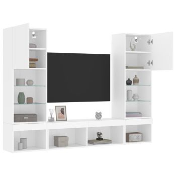 5-dijelni zidni TV elementi s LED bijeli od konstruiranog drva