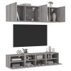 5-dijelni zidni TV elementi siva boja hrasta konstruirano drvo