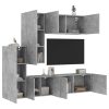 5-dijelni zidni TV elementi svjetlima boja betona drveni