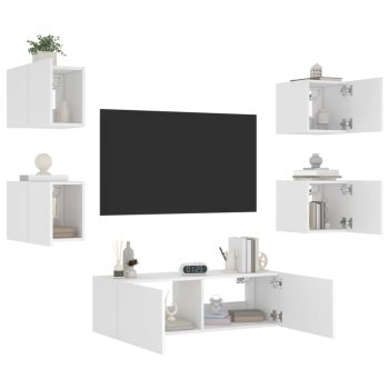 5-dijelni zidni TV ormarići s LED svjetlima bijeli