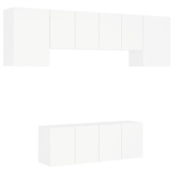 6-dijelni zidni TV elementi bijeli od konstruiranog drva