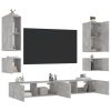 6-dijelni zidni TV ormarići s LED svjetlima siva boja betona