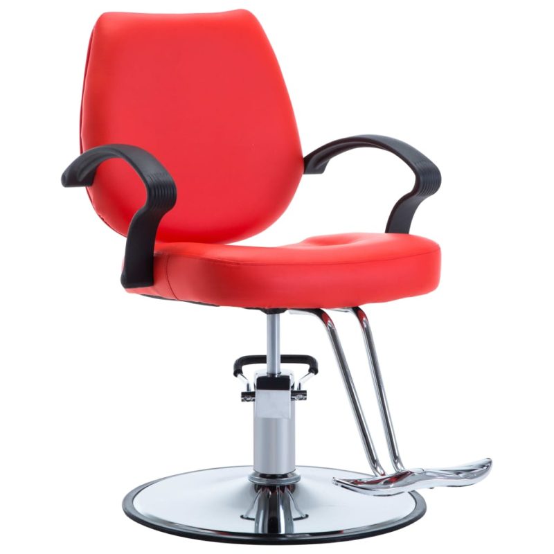 Brijačka stolica od umjetne kože crvena