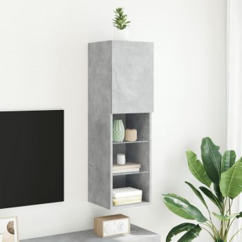 TV ormarić s LED svjetlima siva boja betona 30