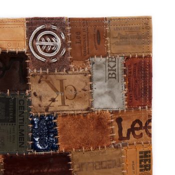 Tepih sastavljen od etiketa za traperice od prave kože 160x230 cm smeđi