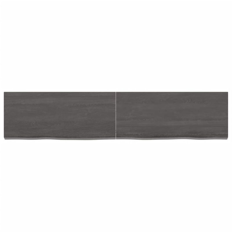 Zidna polica tamnosmeđa 140x30x(2-4) cm od obrađene hrastovine