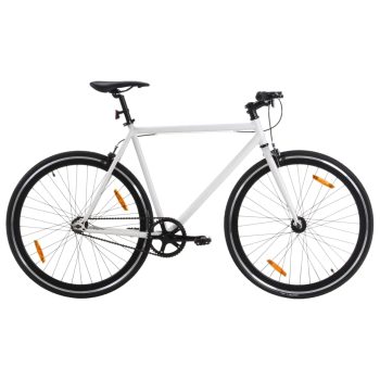 Bicikl s fiksnim zupčanikom bijelo-crni 700c 51 cm