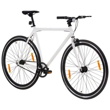Bicikl s fiksnim zupčanikom bijelo-crni 700c 55 cm