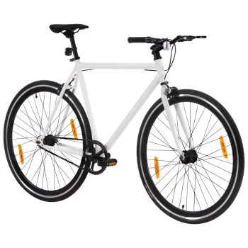 Bicikl s fiksnim zupčanikom bijelo-crni 700c 59 cm