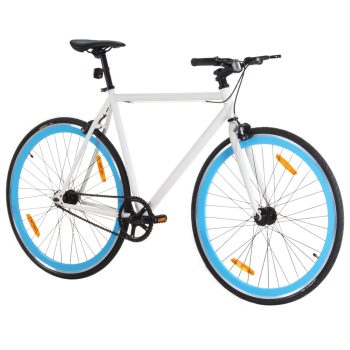 Bicikl s fiksnim zupčanikom bijelo-plavi 700c 59 cm