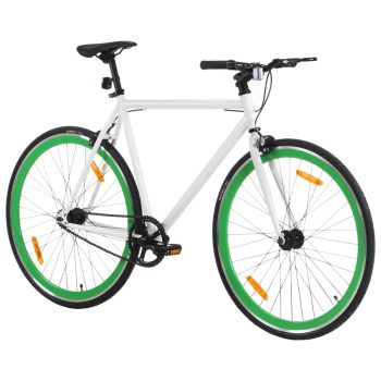 Bicikl s fiksnim zupčanikom bijelo-zeleni 700c 55 cm
