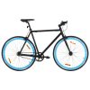 Bicikl s fiksnim zupčanikom crno-plavi 700c 55 cm