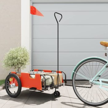 Prikolica za bicikl narančasta od tkanine Oxford i željeza