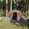 Šator za kampiranje za 6 osoba sivo-narančasti 344x282x192 cm