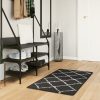 Čupavi moderni tepih s visokim vlaknima crni i krem 60 x 110 cm