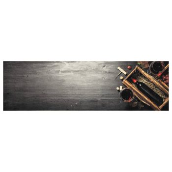Kuhinjski tepih perivi s uzorkom boce vina 45x150 cm baršunasti