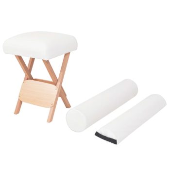 Sklopivi masažni stolac sa sjedalom od 12 cm i 2 jastuka bijeli