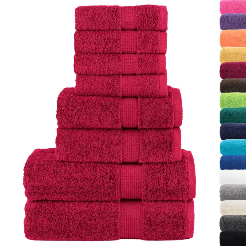8-dijelni vrhunski set ručnika crveni 600 gsm 100 % pamuk
